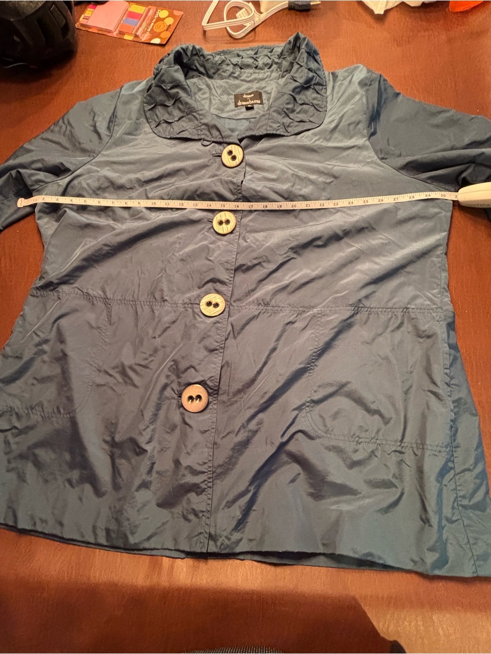dennis basso Teal Full-Button A-Line Robe Jacket - Picture 10 of 12